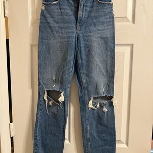 Abercrombie 90s high rise straight leg jeans distressed